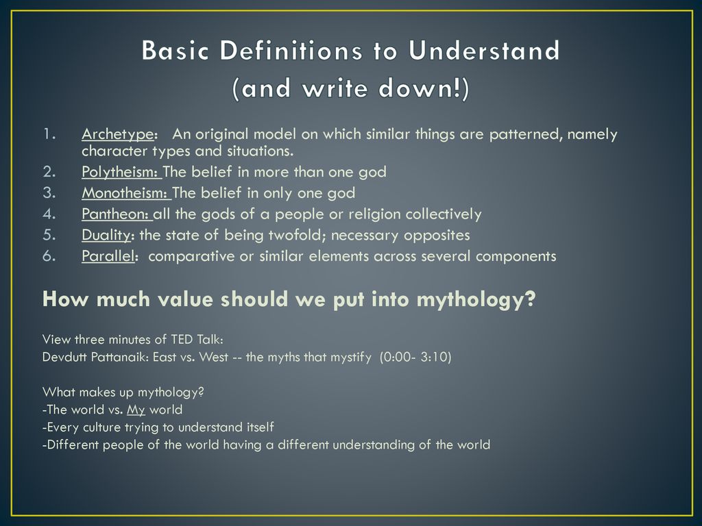 write a basic definition of myth